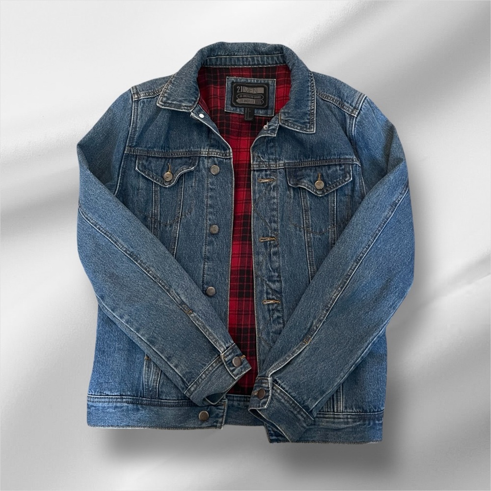 Forever 21 Men's Cotton Flannel Lined Denim Jacket Medium Wash